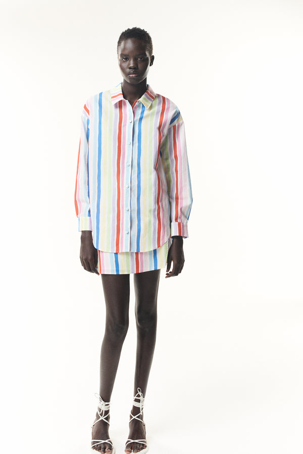 Olivia Rubin Laurie Painted Stripe Cotton Mini Skirt SAMPLE