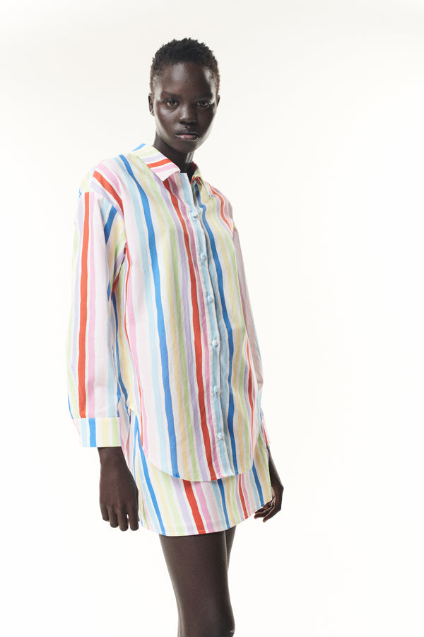 olivia rubin Laurie Painted Stripe Cotton Mini Skirt SAMPLE