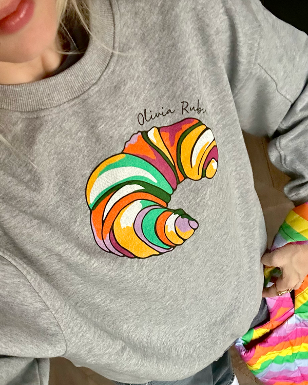 olivia rubin Leah Grey Croissant Relaxed Fit Sweatshirt