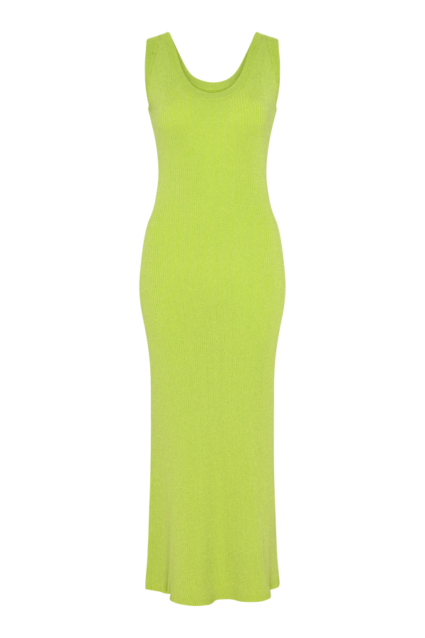 olivia rubin Nelly Green Metallic Knit Midi Dress RENTAL