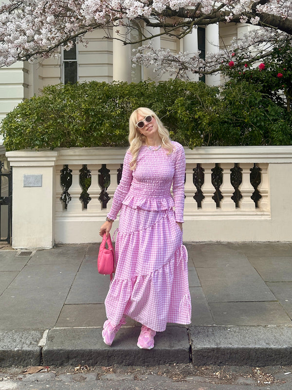 Olivia Rubin Akira Pink Gingham Smocked Top