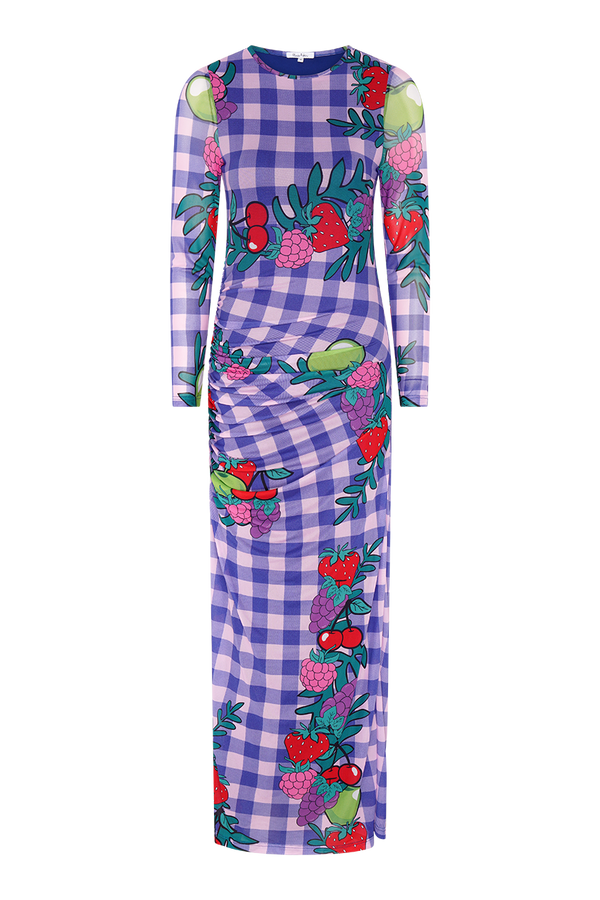 olivia rubin Cerise Gingham Fruit Midi Dress