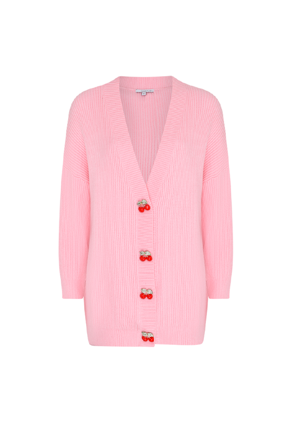 olivia rubin Frankie Pink Cherry Longline Cardigan