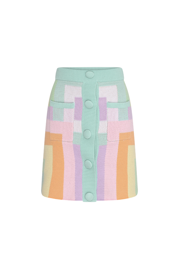 olivia rubin Hadley Pastel Geometric Knitted Skirt