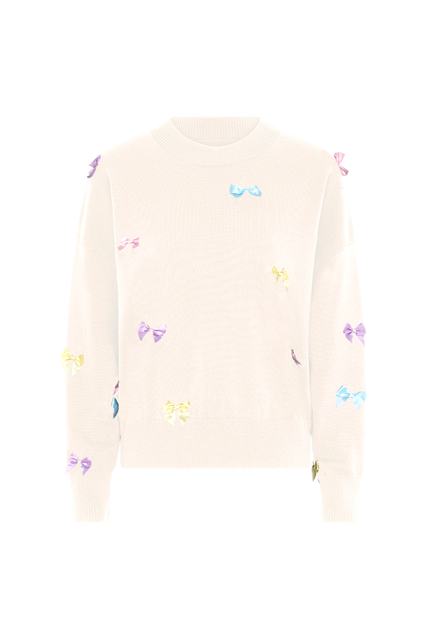 olivia rubin Jayne Cream Knit Jumper with Bows