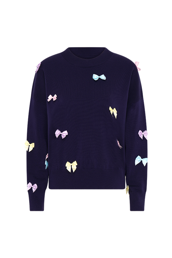 olivia rubin Jayne Navy Knit Jumper with Bows