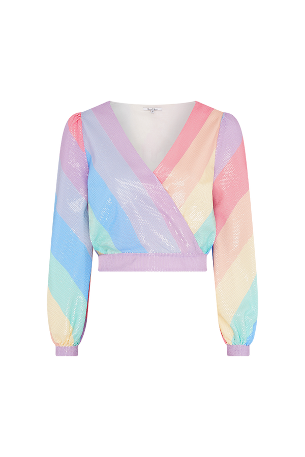 olivia rubin Kendall Pastel Stripe Sequin Top