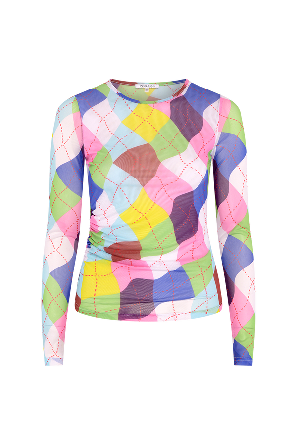 Olivia Rubin Kesia Argyle Mesh Top