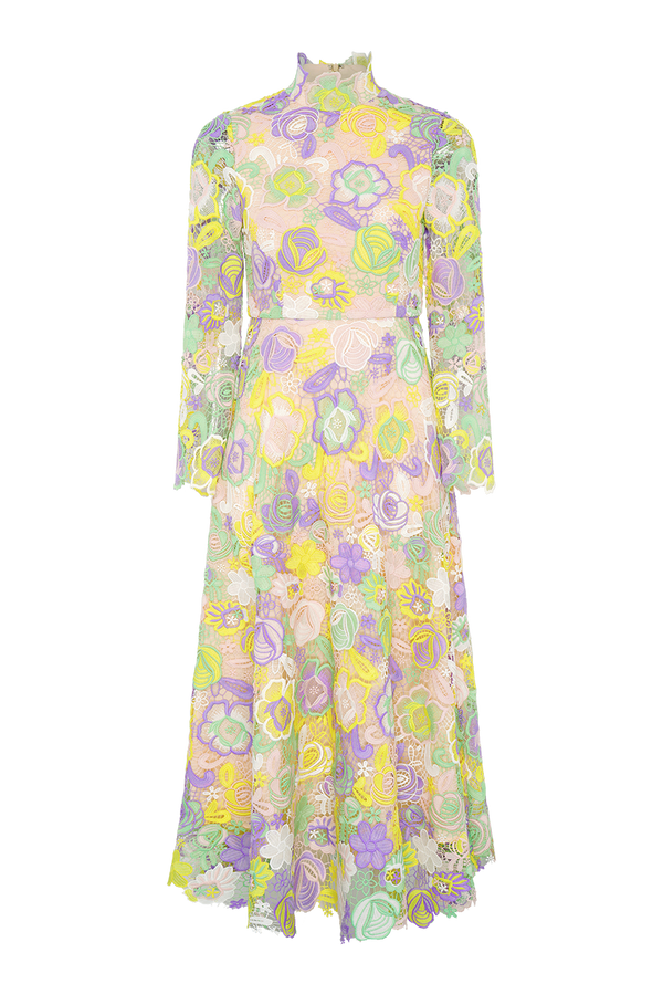 Olivia Rubin Lola Yellow Guipure Lace Dress