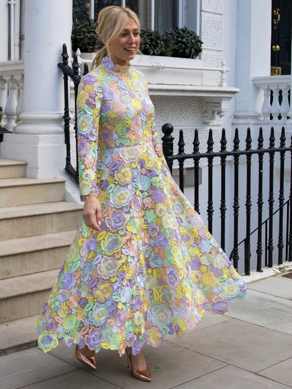 Olivia Rubin Lola Yellow Guipure Lace Dress