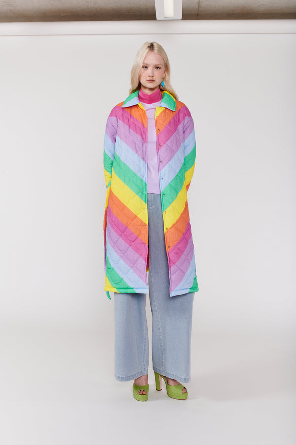 Olivia Rubin Lou Rainbow Chevron Quilted Coat