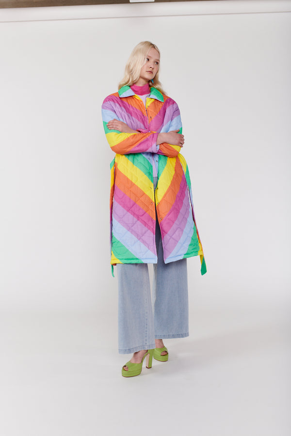 Olivia Rubin Lou Rainbow Chevron Quilted Coat