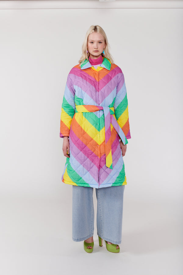 olivia rubin Lou Rainbow Chevron Quilted Coat