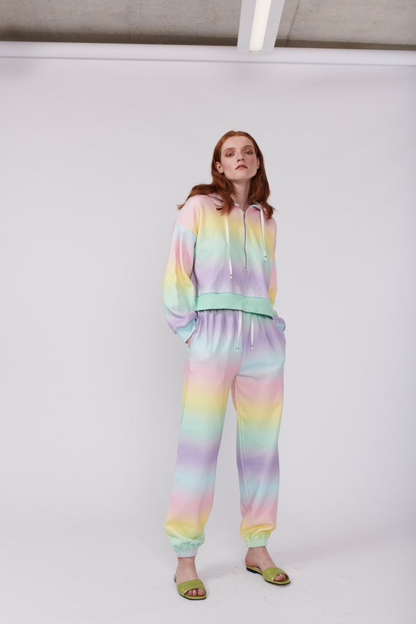 Olivia Rubin Lulu Pastel Ombre Cropped Hoodie