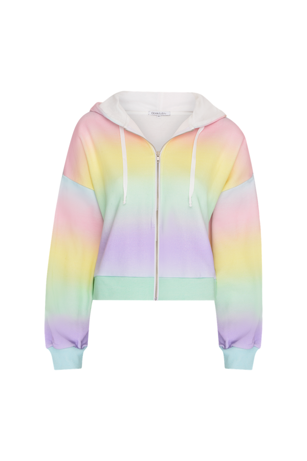 olivia rubin Lulu Pastel Ombre Cropped Hoodie