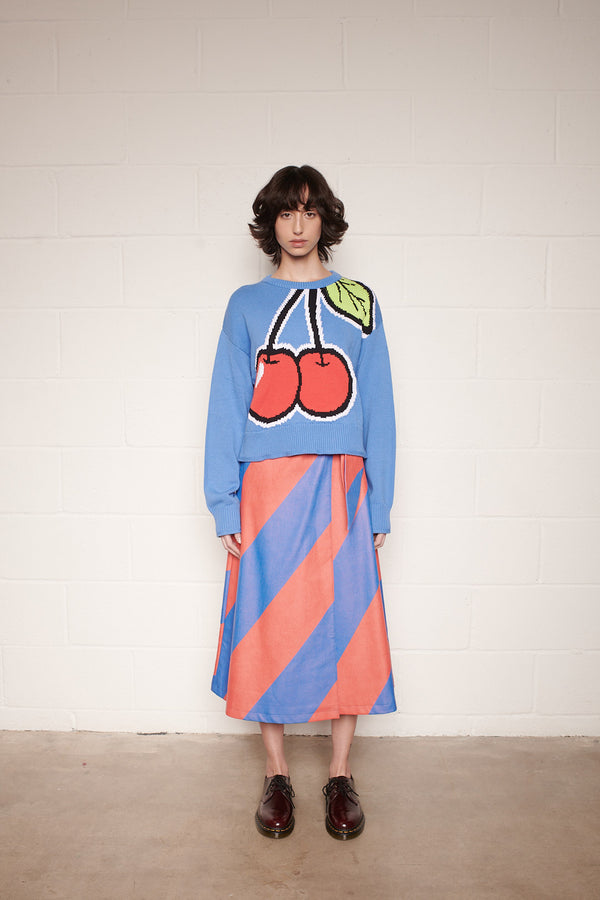 Olivia Rubin Maja Blue Cherry Cropped Jumper