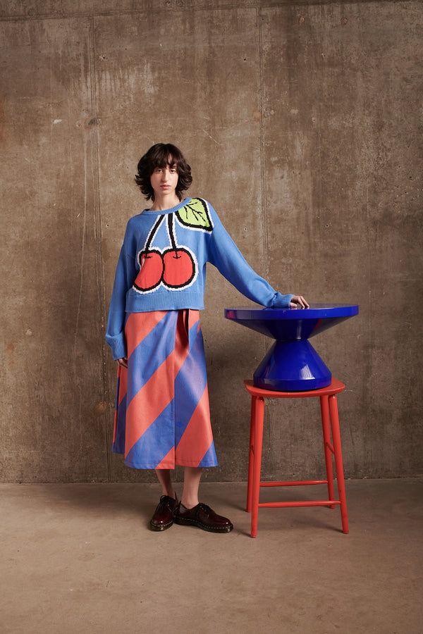 Olivia Rubin Maja Blue Cherry Cropped Jumper