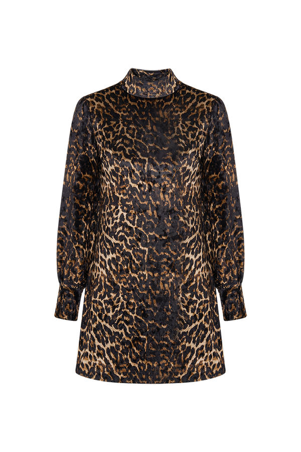 olivia rubin Melissa Leopard Velvet Mini Dress