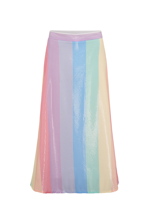 olivia rubin Penelope Pastel Stripe Sequin Skirt