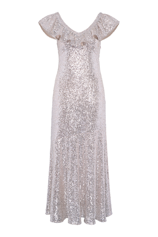 Olivia Rubin Rex Silver Sequin Maxi Dress