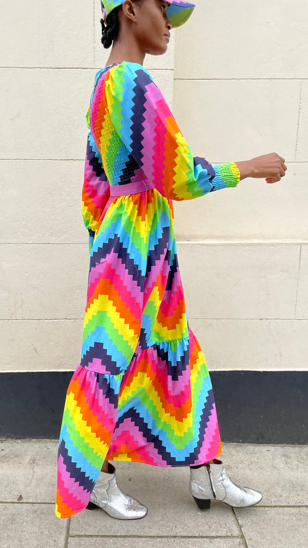 Olivia Rubin Sadie Rainbow Chevron Dress