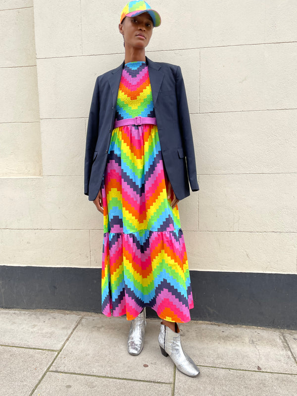 Olivia Rubin Sadie Rainbow Chevron Dress