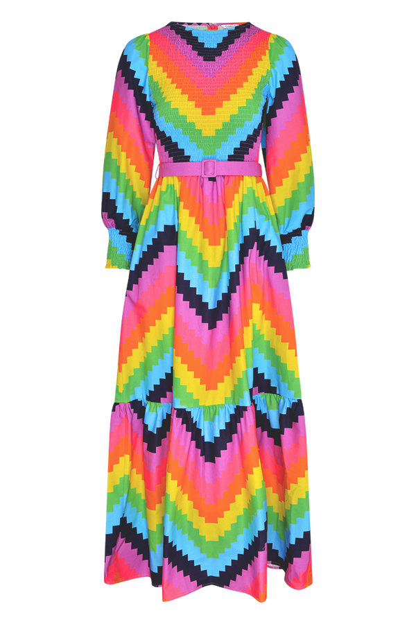 Olivia Rubin Sadie Rainbow Chevron Dress