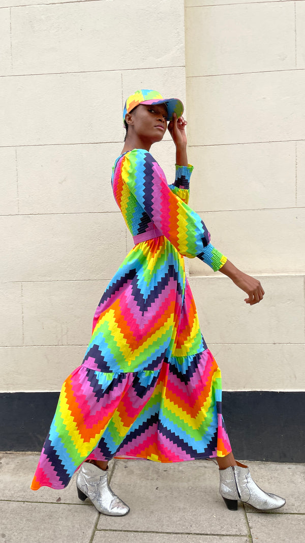 olivia rubin Sadie Rainbow Chevron Dress