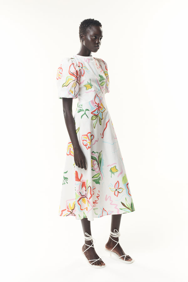 Olivia Rubin Sia Painterly Floral Midi Dress