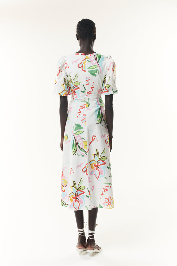 Olivia Rubin Sia Painterly Floral Midi Dress