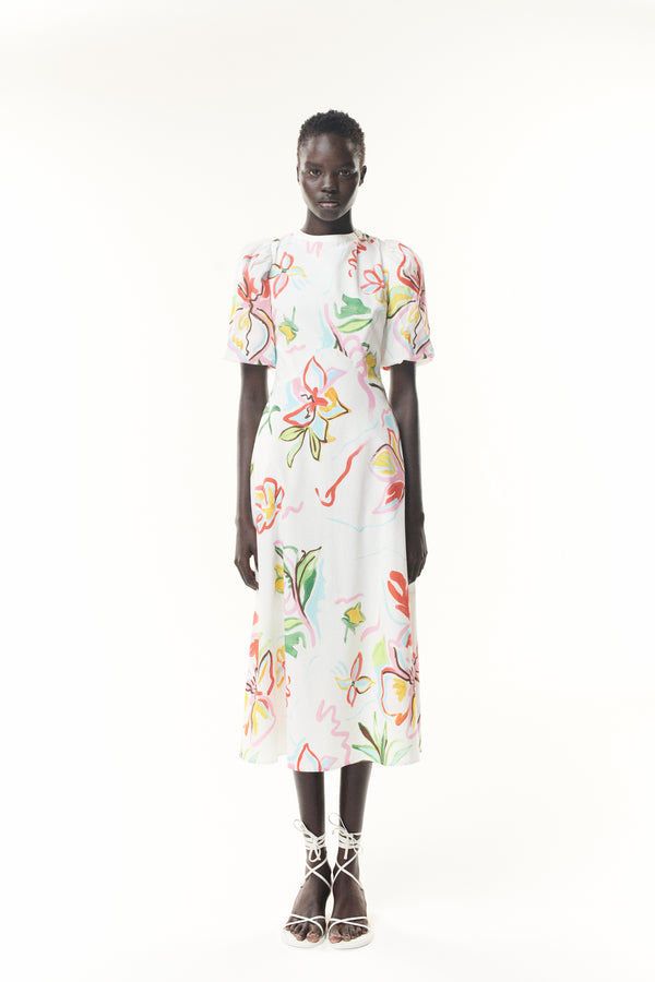 olivia rubin Sia Painterly Floral Midi Dress