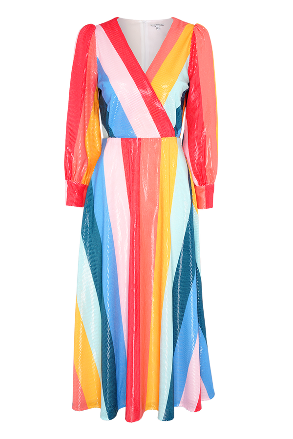 Olivia Rubin Taylor Multi Stripe Sequin Dress