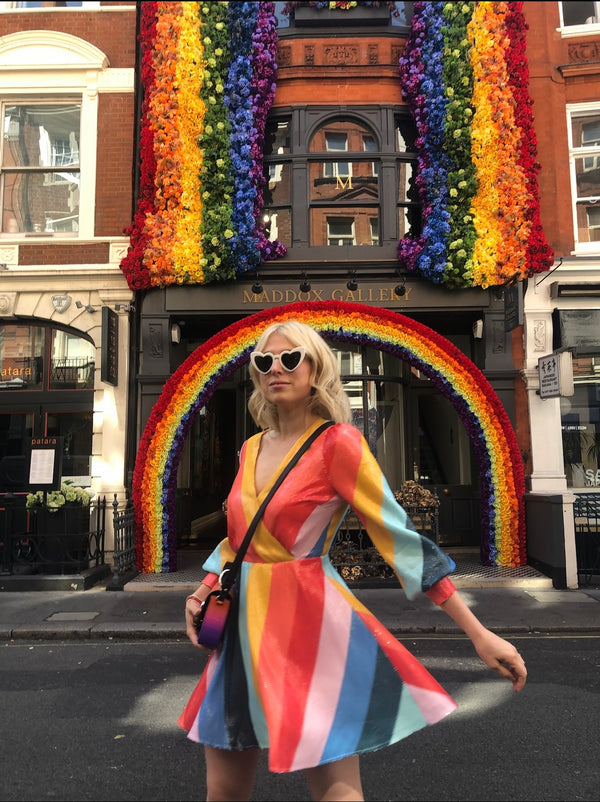 Olivia Rubin Taylor Multi Stripe Sequin Dress