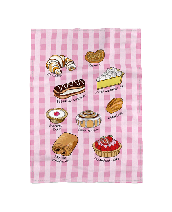 olivia rubin Tea Towel Pink Gingham Pastries