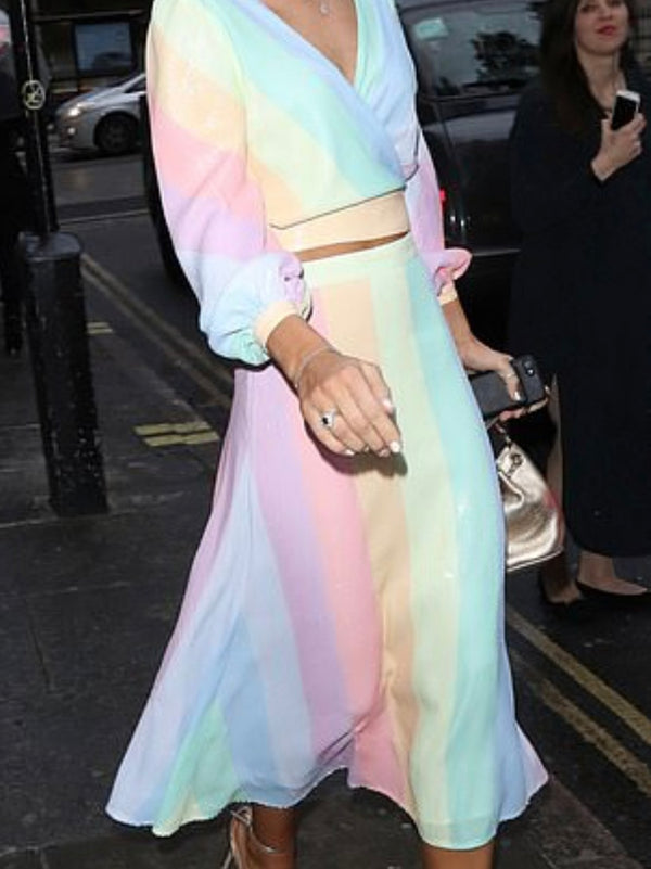 Olivia Rubin Penelope Pastel Stripe Sequin Skirt RENTAL