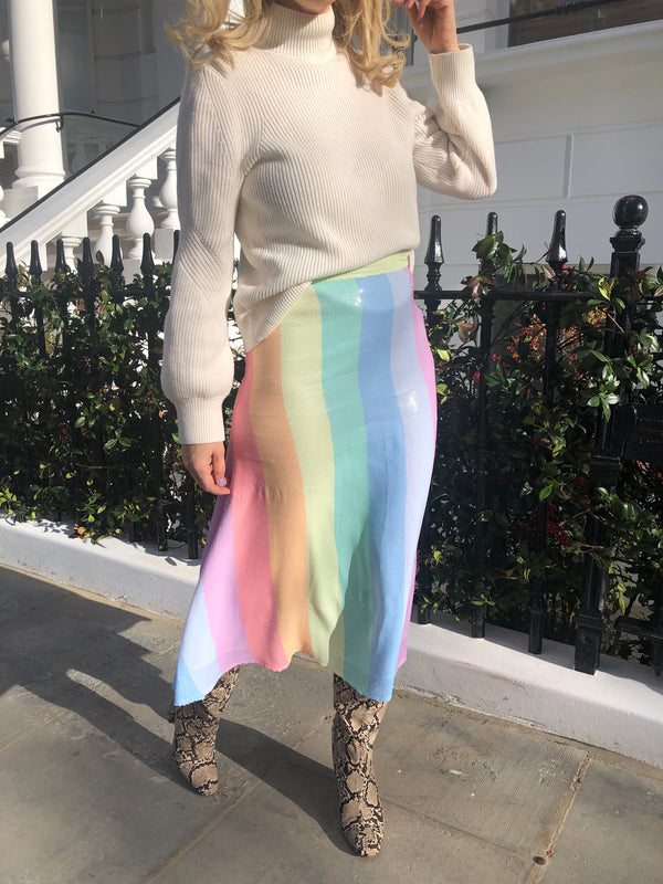 Olivia Rubin Penelope Pastel Stripe Sequin Skirt RENTAL
