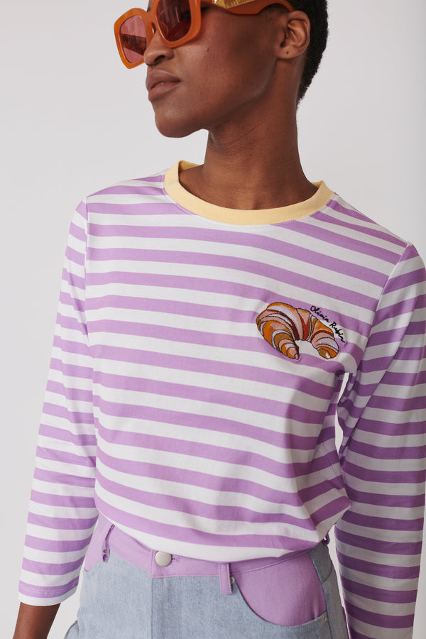 Olivia Rubin Robbie Lilac Stripe Long Sleeve T-Shirt