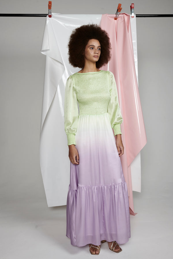 Olivia Rubin Sadie Lilac Green Ombre Silk Dress RENTAL