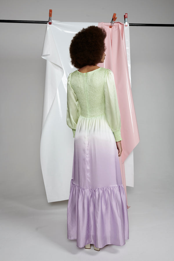 Olivia Rubin Sadie Lilac Green Ombre Silk Dress RENTAL