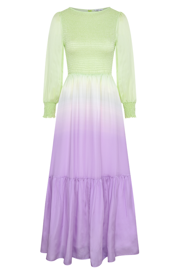 olivia rubin Sadie Lilac Green Ombre Silk Dress RENTAL