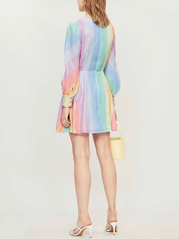 Olivia Rubin Taylor Pastel Multi Stripe Sequin Dress