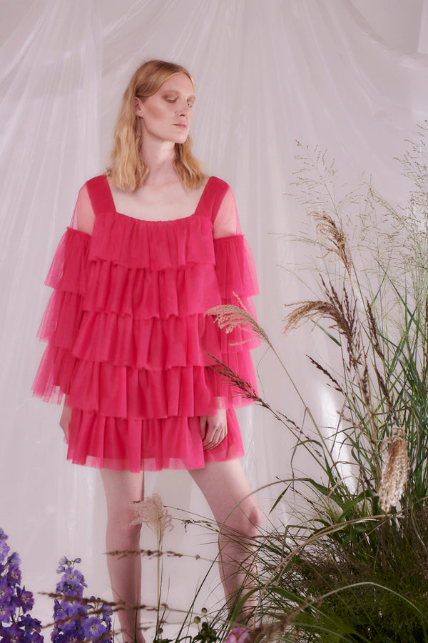 olivia rubin Valencia Pink Diamante Tulle Mini Dress RENTAL