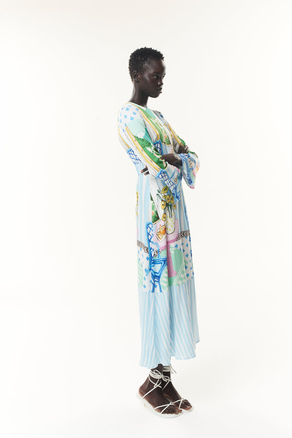 Olivia Rubin Zadie Scene Print Belted Midi Dress RENTAL