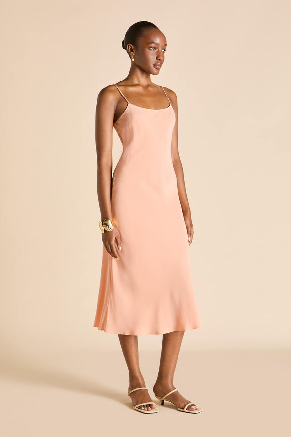 Olivia Von Halle Artemis Tangerine Dress In Silk Crêpe De Chine Orange