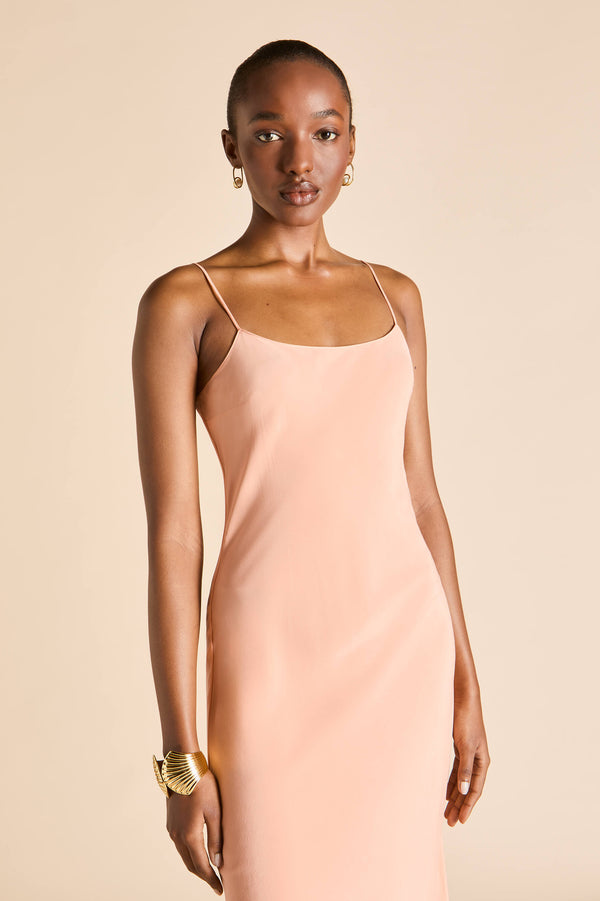 Olivia Von Halle Artemis Tangerine Dress In Silk Crêpe De Chine Orange