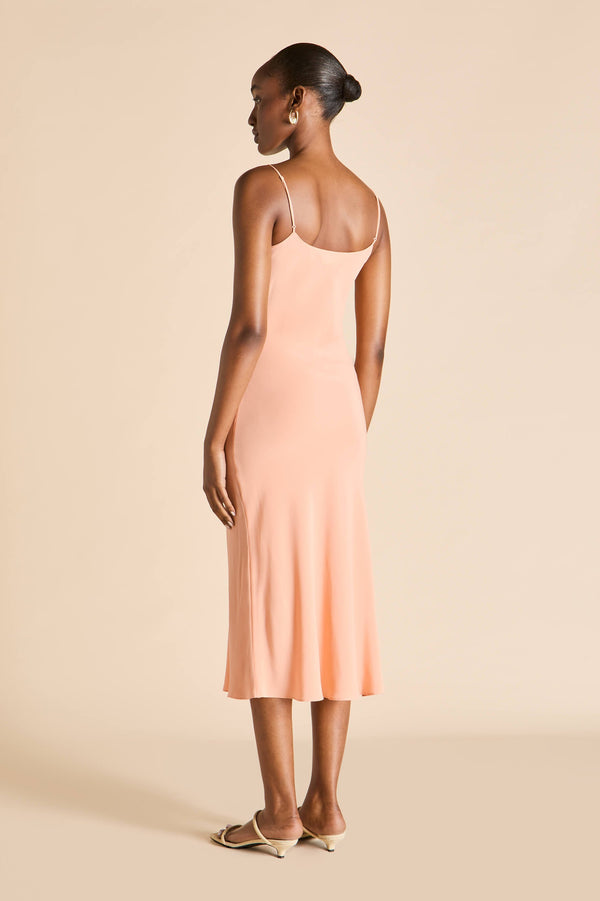 Olivia Von Halle Artemis Tangerine Dress In Silk Crêpe De Chine Orange