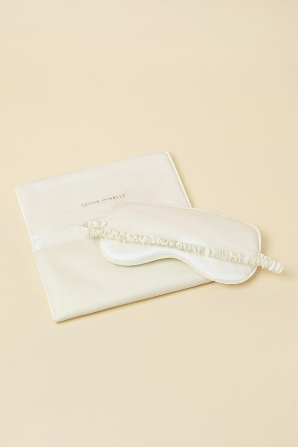 Olivia Von Halle Audrey Aspen Ivory Eye Mask In Cashmere Ivory