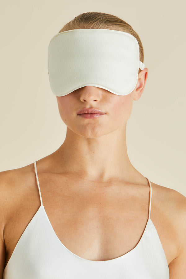 Olivia Von Halle Audrey Aspen Ivory Eye Mask In Cashmere Ivory