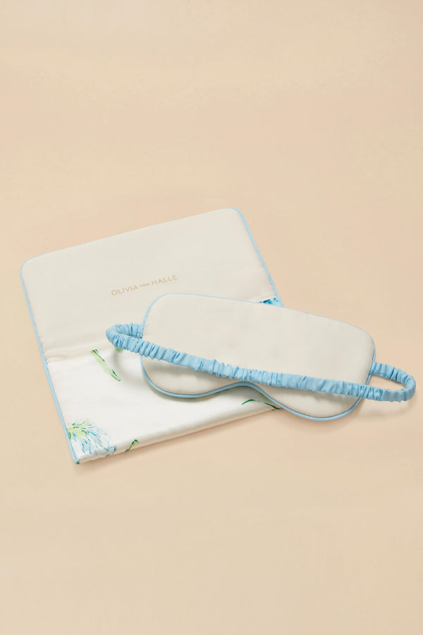Olivia Von Halle Audrey Asterias Ivory Floral Eye Mask In Silk Satin Ivory