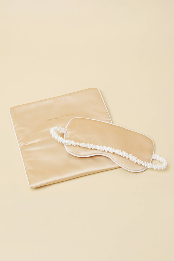 Olivia Von Halle Audrey Caramel Eye Mask In Silk Satin Caramel